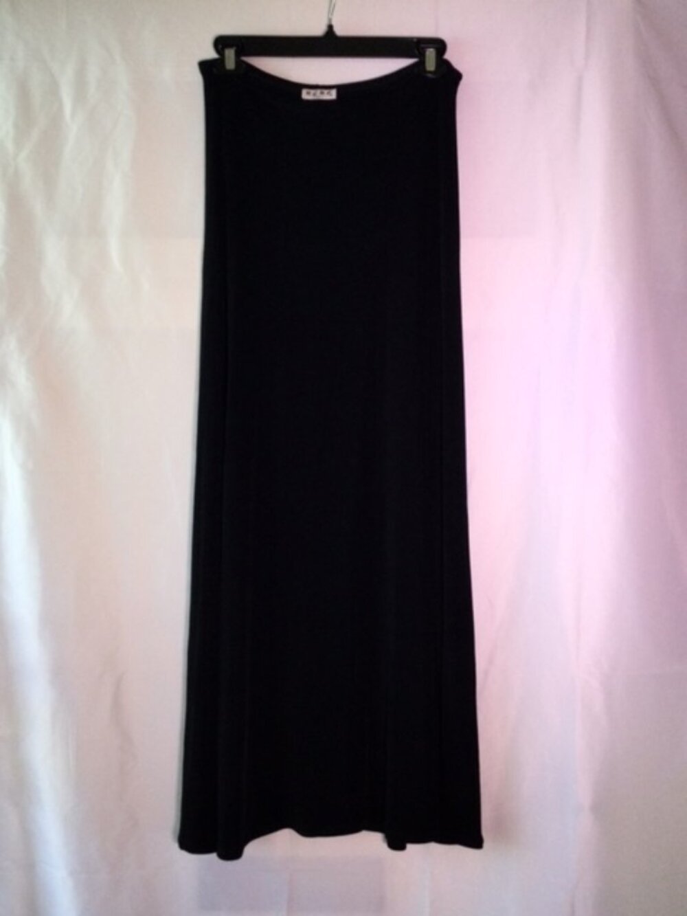 BCBG Paris Black Maxi Skirt Acetate Lycra Stretch A-Line Women's